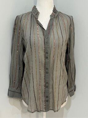 Democracy Vertical Metallic Striped Blouse